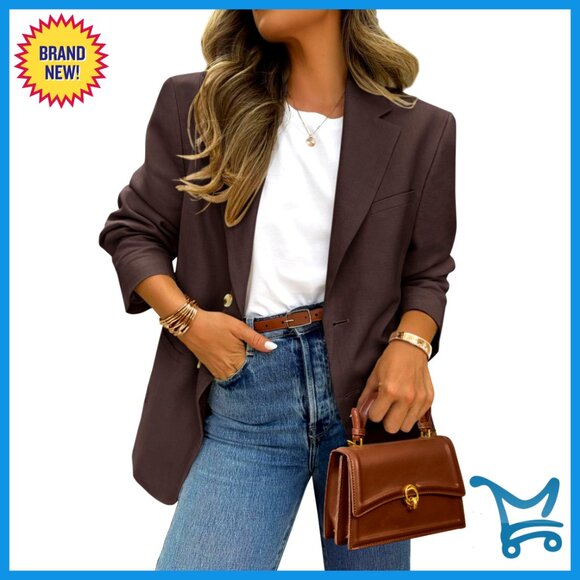 Jackets & Blazers - Women's Business Casual Blazer Long Sleeve Lapel Open Front Pockets